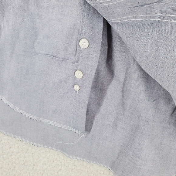 Vtg Wrangler Button Shirt Men 15.5 34 Chambray Gray Cowboy Cut X-Long Tails USA - Picture 8 of 12